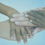 close up of multiethnic children's hands